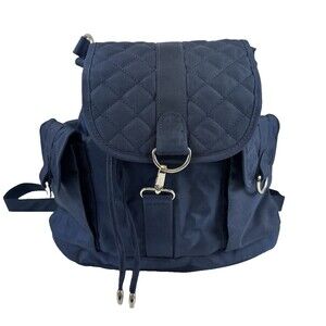 Travelon Convertible Backpack Blue Quilted Handbag Purse Drawstring Flap Clasp